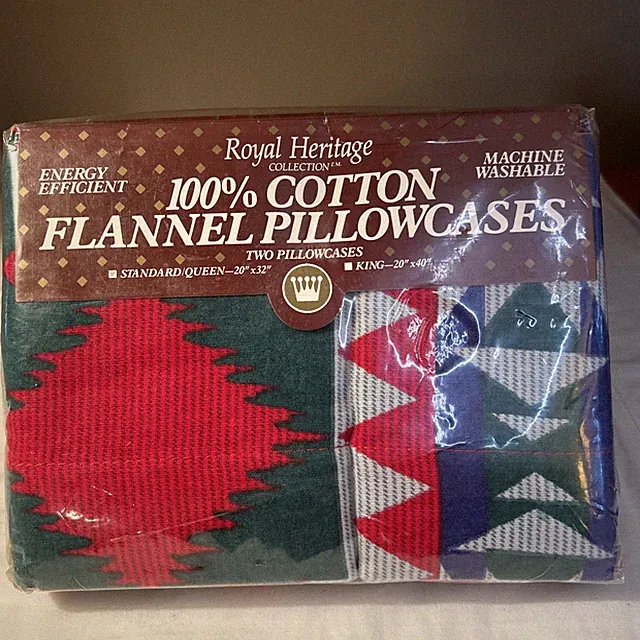 100% cotton Flannel Southwest Standard Vintage Pillowcases New (Sold In Orvis)