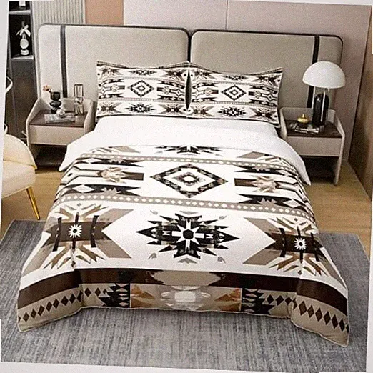 100% Cotton Western Bedding Set,Southwest Twin (No Comforter) Black White