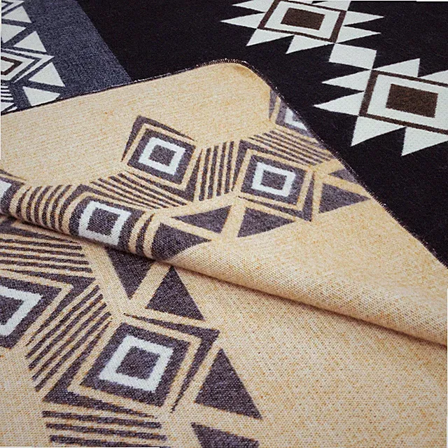 EXTRA LARGE ALPACA WOOL BLANKET SOFT &WARM GRAY-TAN REVERSIBLE SOUTHWEST PATTERN