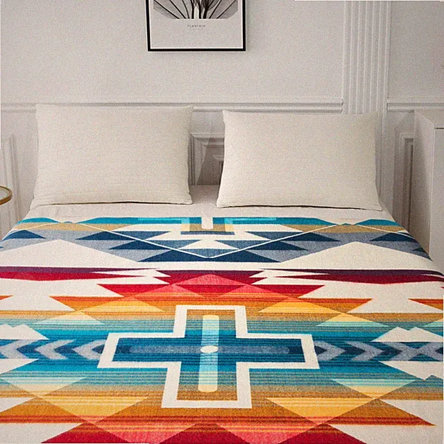 EXTRA LARGE ALPACA WOOL BLANKET SOFT & WARM REVERSIBLE SOUTHWEST CROSS PATTERN