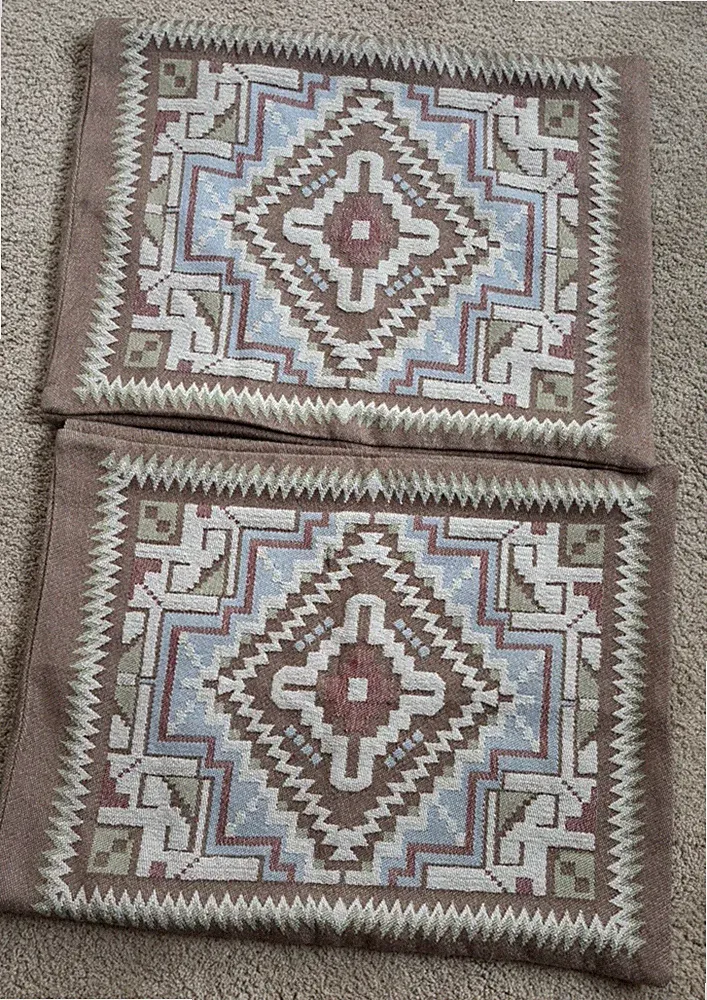 Lot of 2 Valley View Standard Pillow Shams Traditional Southwest Design Tan