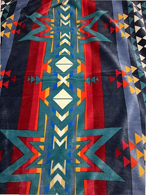 Native American Style 2 Ply Plush Reversible Blanket Size Twin/Full Multicolor A