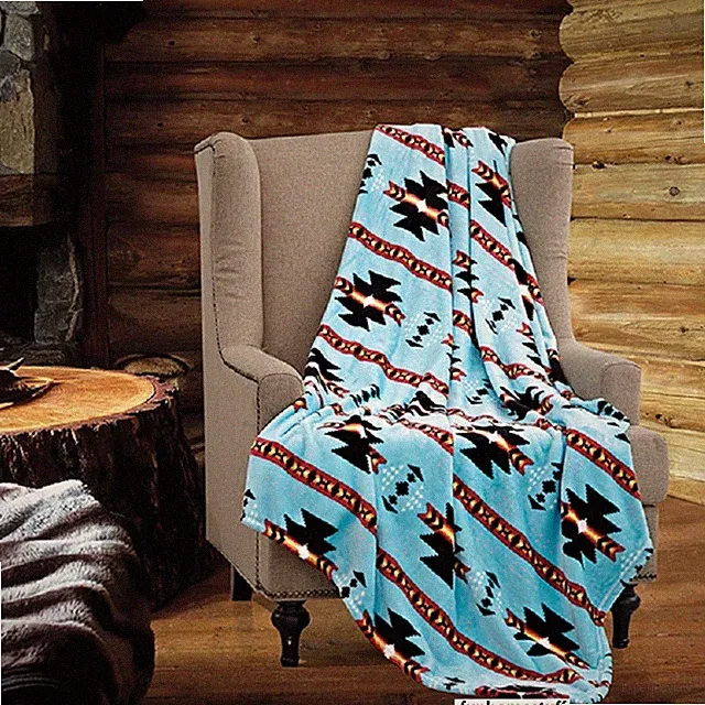 Native Southwest Turquoise Luxury Fleece Throw Blanket 60x80 Soft Plush Cashmere