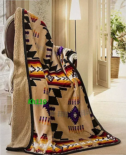Navajo Print Camel Throw Blanket Sherpa Southwest Native American Indian