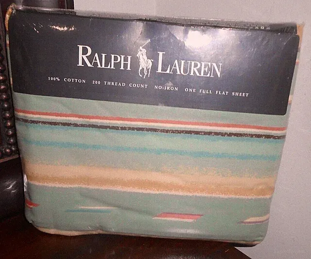 NEW RALPH LAUREN Hawk Springs Southwest MESA Aqua FULL FLAT Sheet