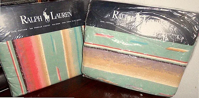 NEW RALPH LAUREN Hawk Springs Southwest MESA Aqua TWIN FLAT FITTED Sheet Set