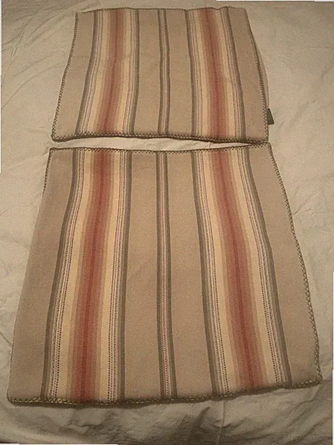 Pair (2) Ralph Lauren Soft Cotton SouthWest Euro Sham Tan Red Serape Stripe