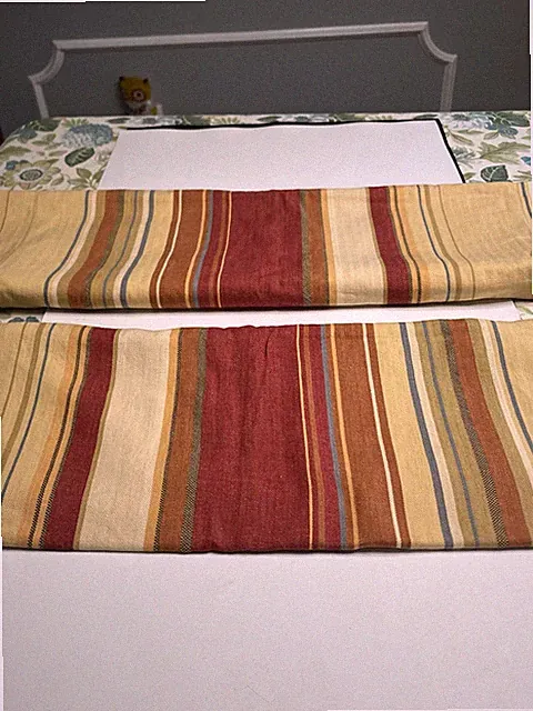 Pair of Pottery Barn Serape Stripe Standard Queen Pillow Shams Red Tan Southwest