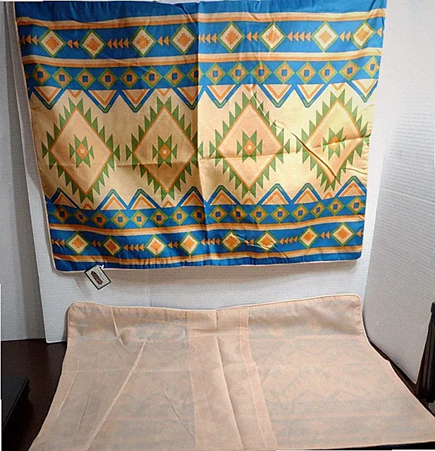 Pillow Sham Set of 4 Southwest Style Pillowcase Aztec Design Peach Blue Green