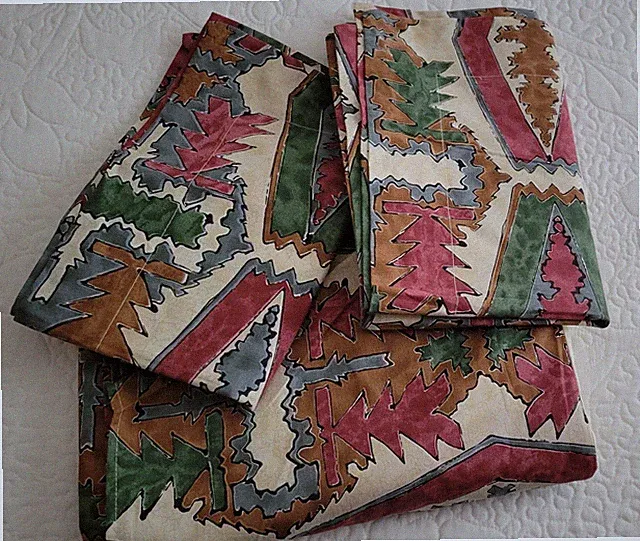 Queen Bedskirt & Standard Shams Cabin Mountain Camp Rustic Southwest NOS