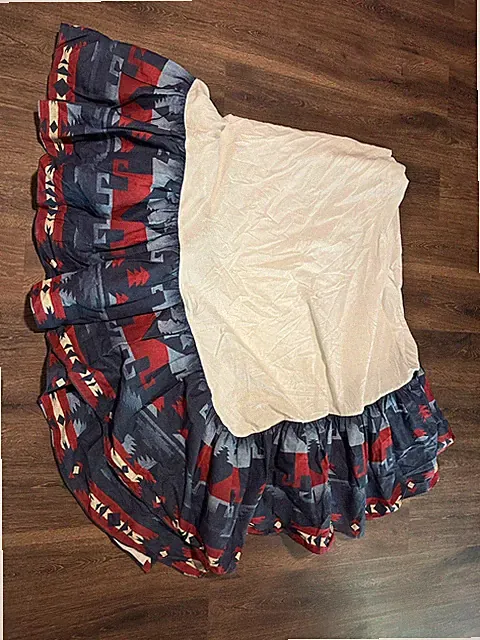 Ralph Lauren Cartwright Southwestern Navajo Inspired Bed Skirt SZ Queen Blue Red