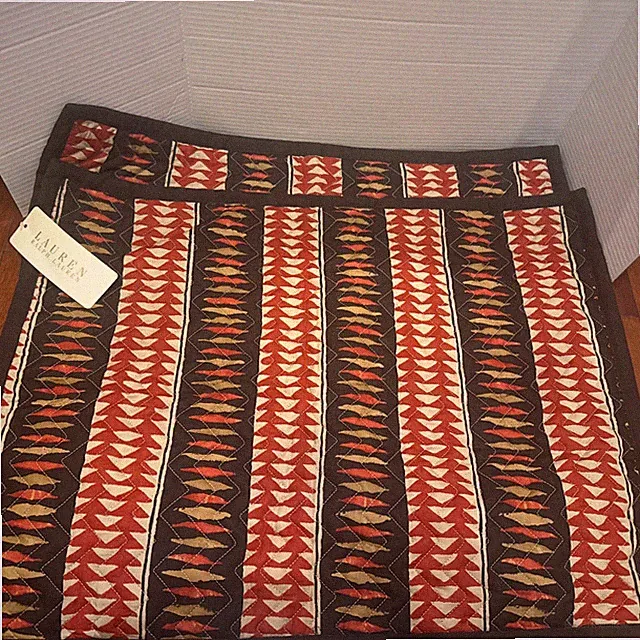 Ralph Lauren Heritage Quilted Batik southwestern 2 Pillow Shams 27x21” READ