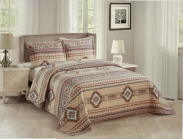 Rustic Southwest Quilted Western Bedspread Set - King/Cal-King, Tribal Patterns
