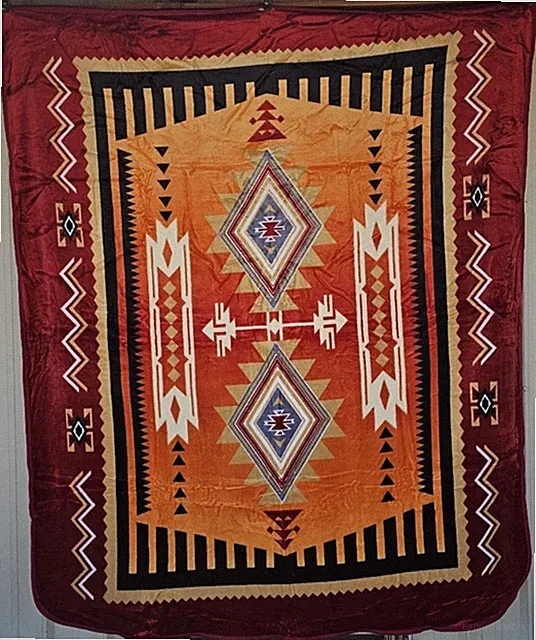 SOUTHWEST INDIAN DESIGN SOUTHWESTERN G5030 BURGUNDY QUEEN SIZE BLANKET BEDSPREAD