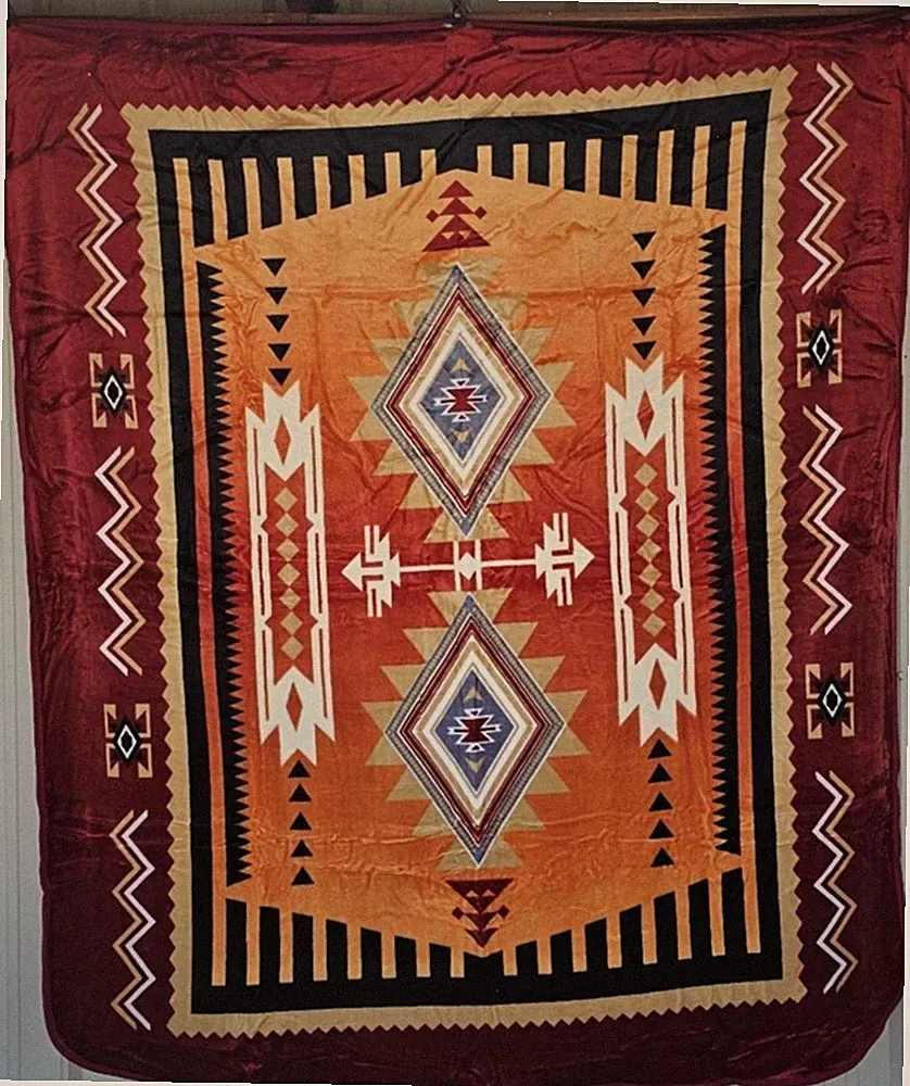 SOUTHWEST INDIAN DESIGN SOUTHWESTERN G5030 BURGUNDY QUEEN SIZE BLANKET