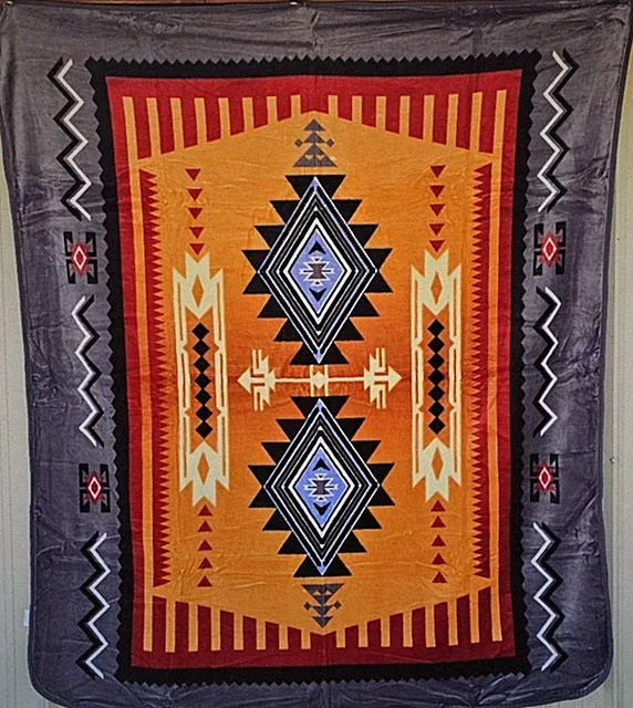 SOUTHWEST INDIAN DESIGN SOUTHWESTERN G5030 GREY QUEEN SIZE BLANKET
