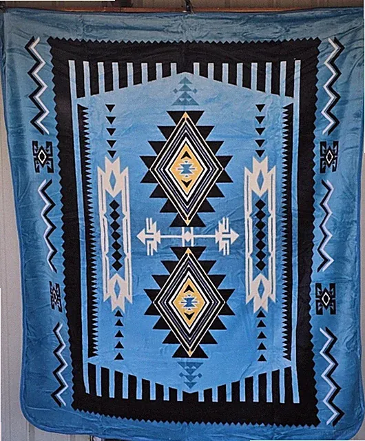 SOUTHWEST INDIAN DESIGN SOUTHWESTERN G5030 TURQUOISE QUEEN BLANKET BEDSPREAD