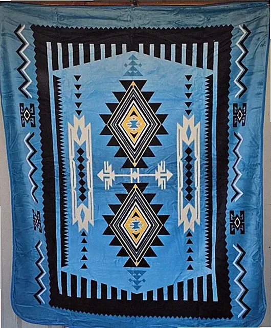 SOUTHWEST INDIAN DESIGN SOUTHWESTERN G5030 TURQUOISE QUEEN SIZE BLANKET