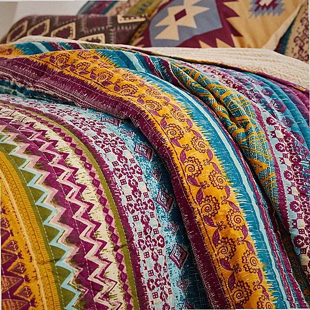 SOUTHWEST LODGE King QUILT SET : RED GREEN SIESTA SOUTHWESTERN NATIVE TRIBAL