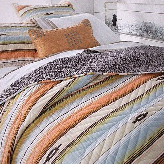 SOUTHWEST PAINTED DESERT 3p King QUILT SET : NATIVE THUNDERBIRD SOUTHWESTERN