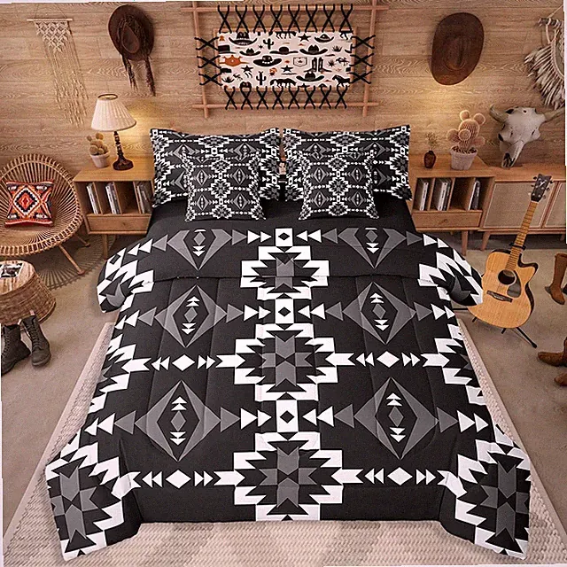 Southwestern Aztec Queen Bedding Set, 7-Piece Navajo Comforter & Sheet Set
