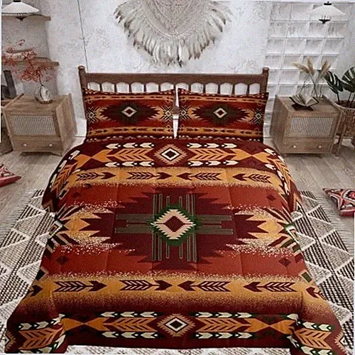 Southwestern Geometric Duvet Quilt Kids Southwest Native Queen Orange Red