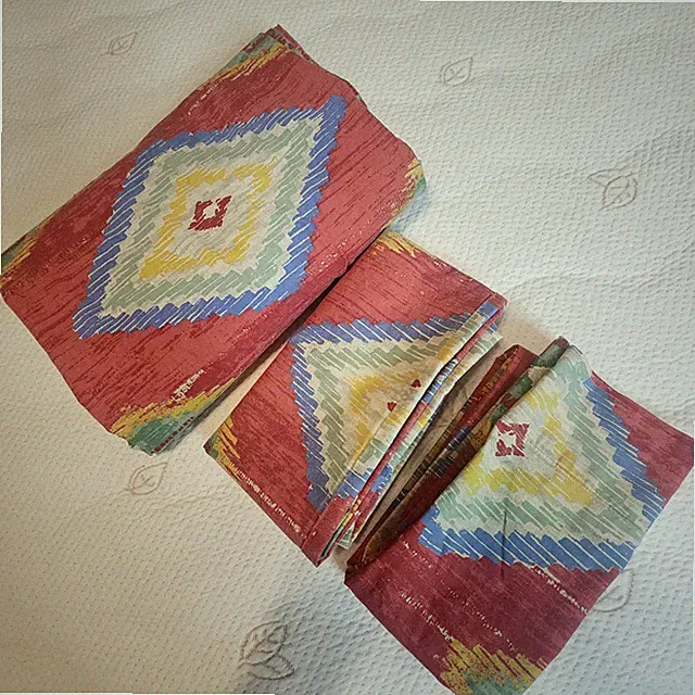 THE COMPANY STORE Sheet Set Cotton 1 King Flat 2 Pillowcase Red Southwest Aztec