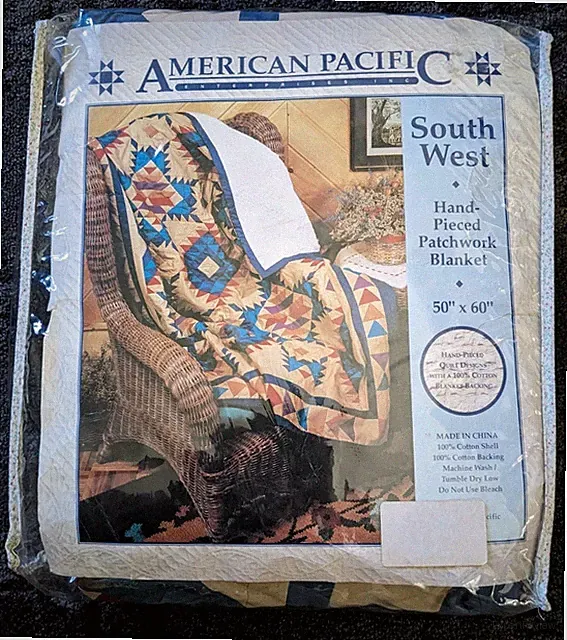 Vintage American Pacific Southwest Patchwork Quilt Blanket 100% Cotton 50X60