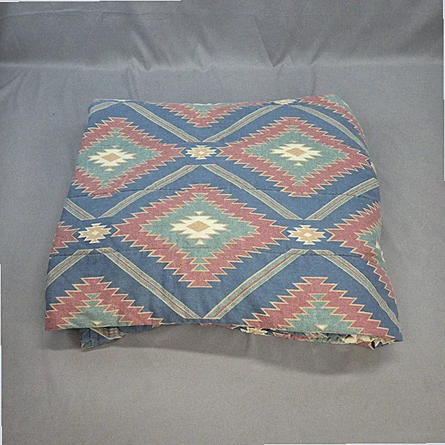 Vintage Retro Aztec Queen Quilted Comforter Southwest Western Cowboy 98"x110"